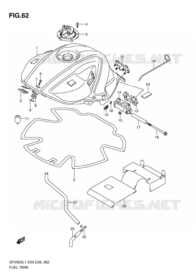 RESERVOIR D'ESSENCE (SFV650L1 E33) Suzuki MOTO 650 GLADIUS 2011  SFV650L1(E3/E28)