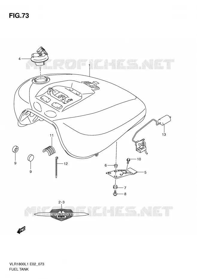 RESERVOIR D'ESSENCE (VLR1800L1 E19) Suzuki MOTO 1800 INTRUDER 2011  VLR1800UFL1(E2)