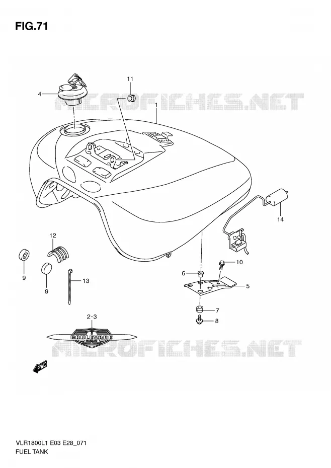 RESERVOIR D'ESSENCE (VLR1800TL1 E28) Suzuki MOTO 1800 INTRUDER 2011  VLR1800L1(E3/E28)
