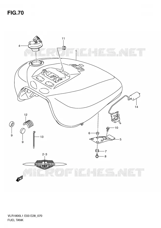 RESERVOIR D'ESSENCE (VLR1800TL1 E3) Suzuki MOTO 1800 INTRUDER 2011  VLR1800TL1(E3/E28)