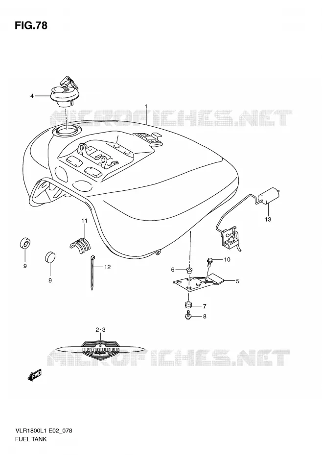 RESERVOIR D'ESSENCE (VLR1800UFL1 E19) Suzuki MOTO 1800 INTRUDER 2011  VLR1800TL1(E2)