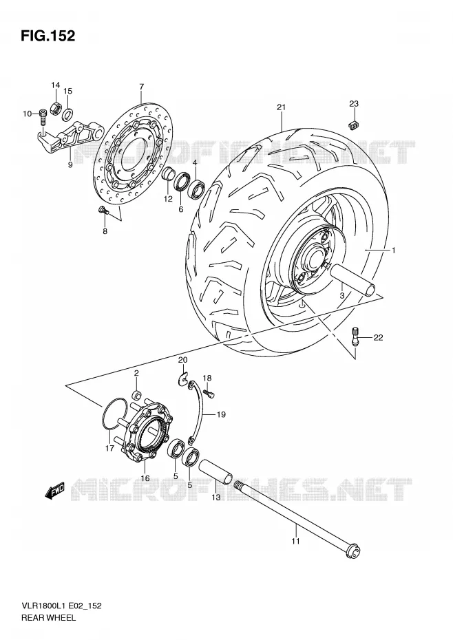 ROUE ARRIERE (VLR1800UFL1 E19) Suzuki MOTO 1800 INTRUDER 2011  VLR1800TL1(E2)