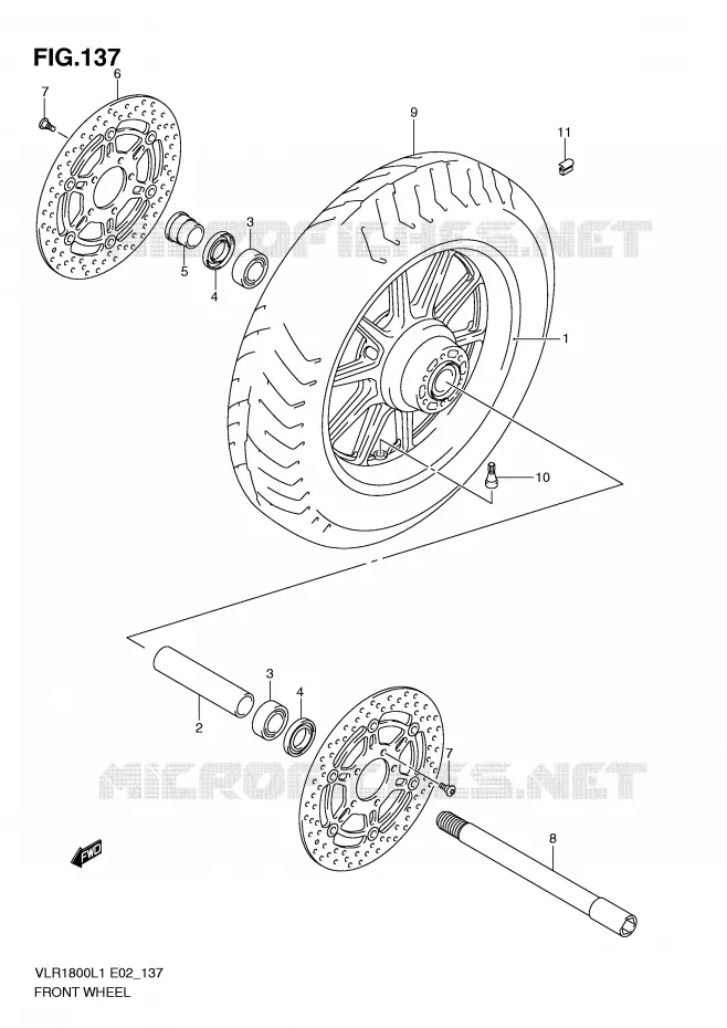 ROUE AVANT (VLR1800TL1 E2) Suzuki MOTO 1800 INTRUDER 2011  VLR1800L1(E2)