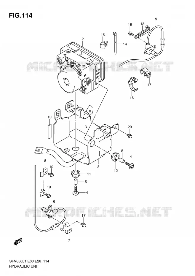 SYSTÈME ABS (SFV650AL1 E28) Suzuki MOTO 650 GLADIUS 2011  SFV650AL1(E3/E28)
