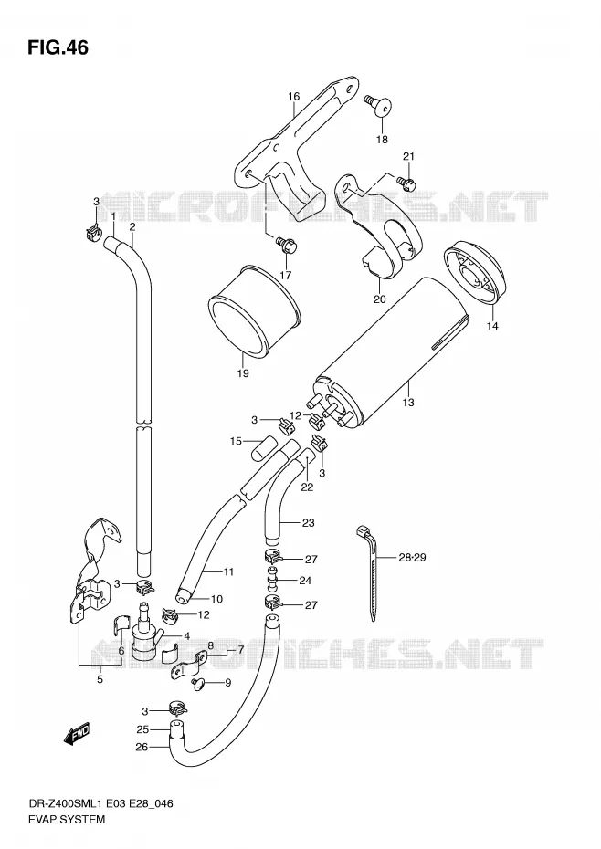 SYSTÈME DE RECYCLAGE VAPEURS CARBURANT (DR-Z400SML1 E33) Suzuki MOTO 400 DR-Z 2011  DR-Z400SML1(E3/E28)