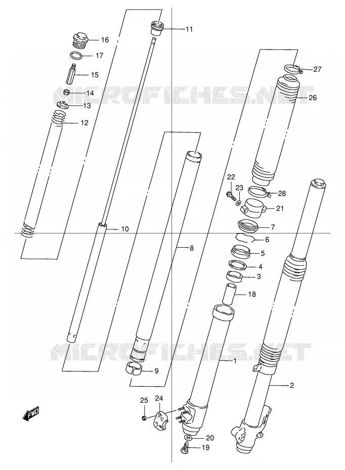AMORTISSEUR AVANT Suzuki MOTO 250 DR 1999  DR250RX(E24)