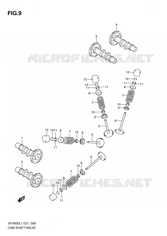ARBRE A CAMES - SOUPAPES Suzuki MOTO 650 GLADIUS 2011  SFV650AL1(E21)