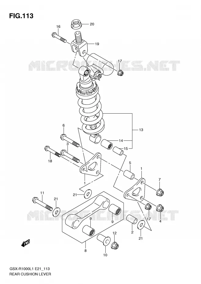 BIELLETTE DE SUSPENSION ARRIERE (GSX-R1000L1 E14) Suzuki MOTO 1000 GSX-R 2011  GSX-R1000UFL1(E21)