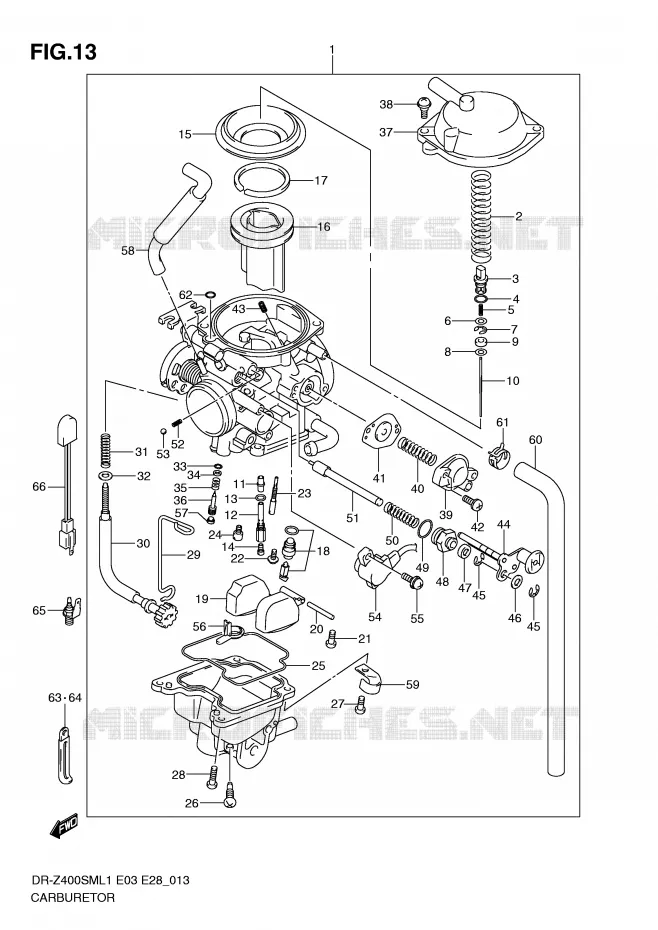 CARBURATEUR (DR-Z400SML1 E28) Suzuki MOTO 400 DR-Z 2011  DR-Z400SML1(E3/E28)