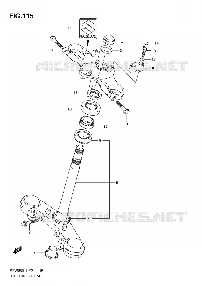 COLONNE DE DIRECTION Suzuki MOTO 650 GLADIUS 2011  SFV650L1(E21)