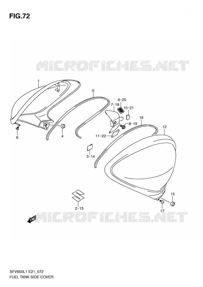 COUVRE RESERVOIR Suzuki MOTO 650 GLADIUS 2011  SFV650L1(E21)