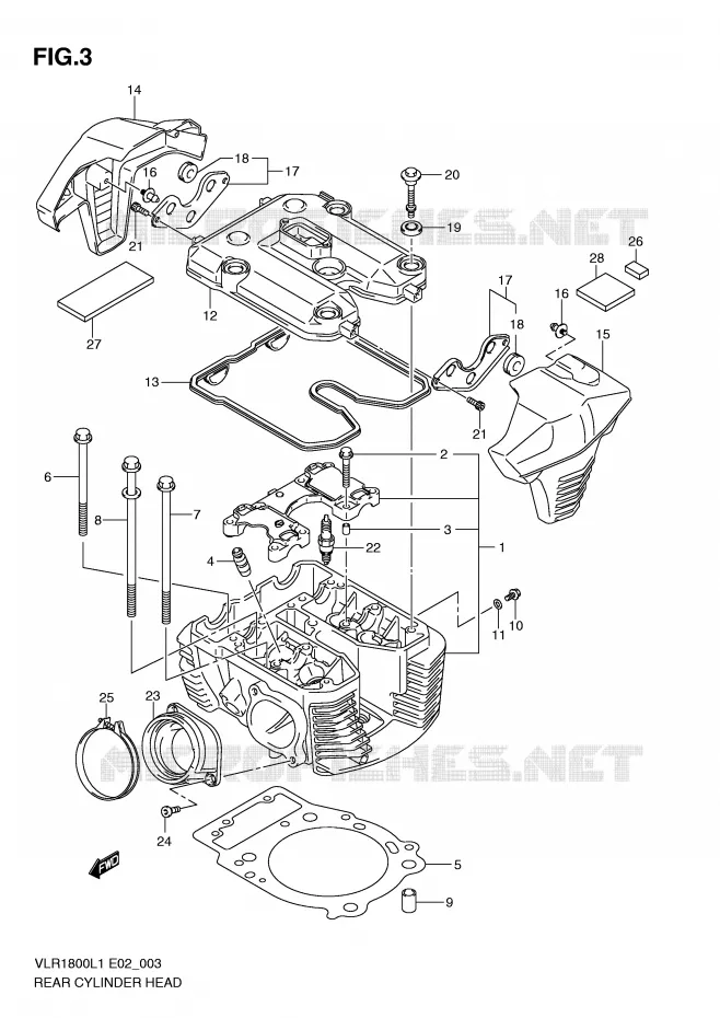 CULASSE ARRIERE Suzuki MOTO 1800 INTRUDER 2011  VLR1800L1(E2)