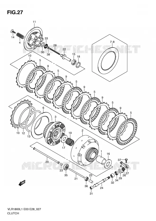 EMBRAYAGE Suzuki MOTO 1800 INTRUDER 2011  VLR1800TL1(E3/E28)