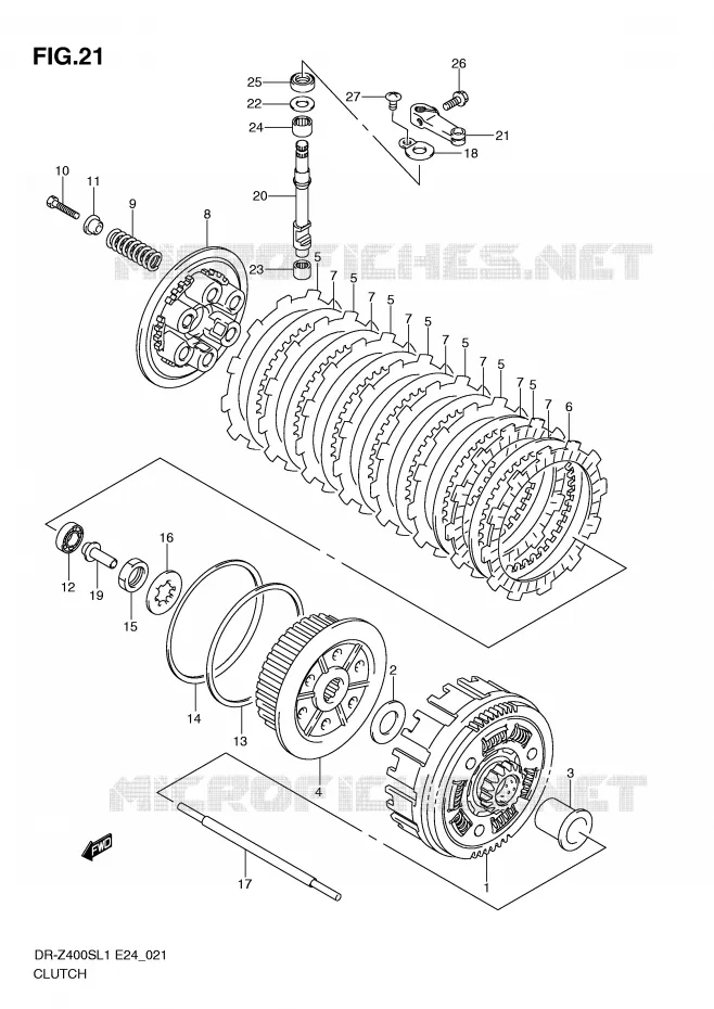 EMBRAYAGE Suzuki MOTO 400 DR-Z 2011  DR-Z400SL1(E24)