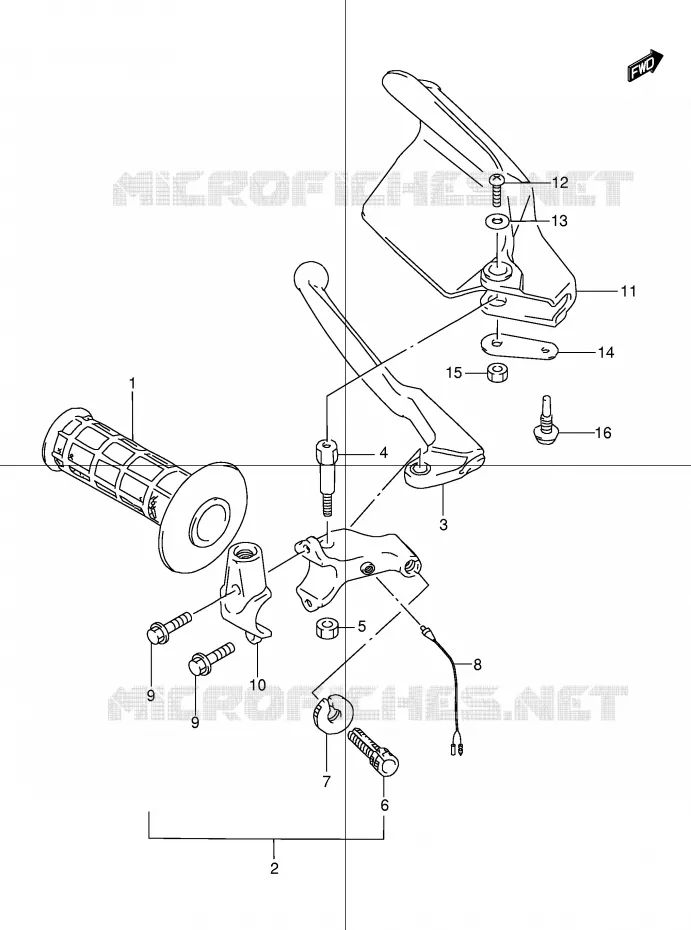 ENSEMBLE LEVIER - POIGNEE GAUCHE Suzuki MOTO 250 DR 1998  DR250RW(E24)