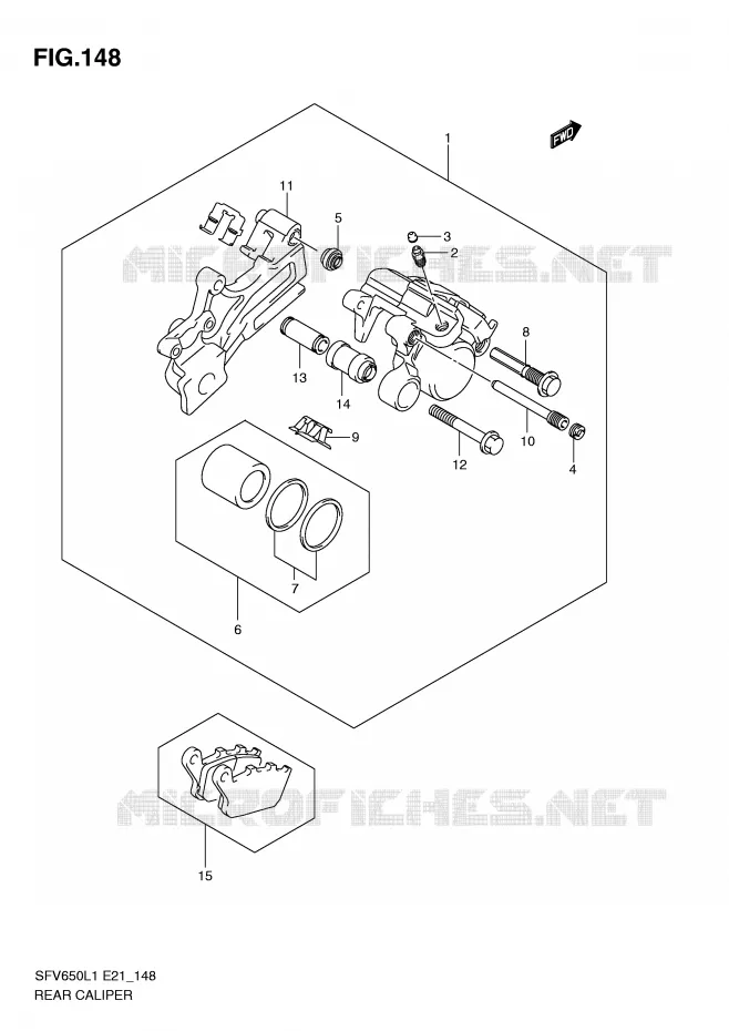 ETRIER DE FREIN ARRIERE (SFV650UL1 E21) Suzuki MOTO 650 GLADIUS 2011  SFV650AL1(E21)