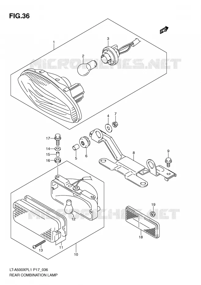 FEU ARRIERE (LT-A500XPL1 P17) Suzuki QUAD 500 KINGQUAD 2011  LT-A500XPL1(P17)