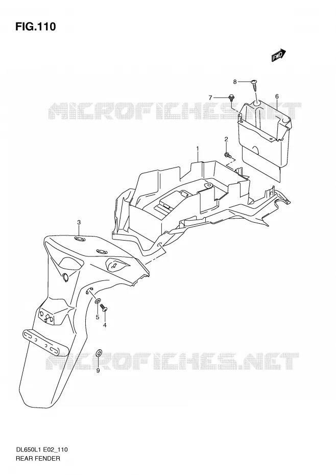 GARDE BOUE ARRIERE (DL650L1 E19) Suzuki MOTO 650 V-STROM 2011  DL650AL1(E2)