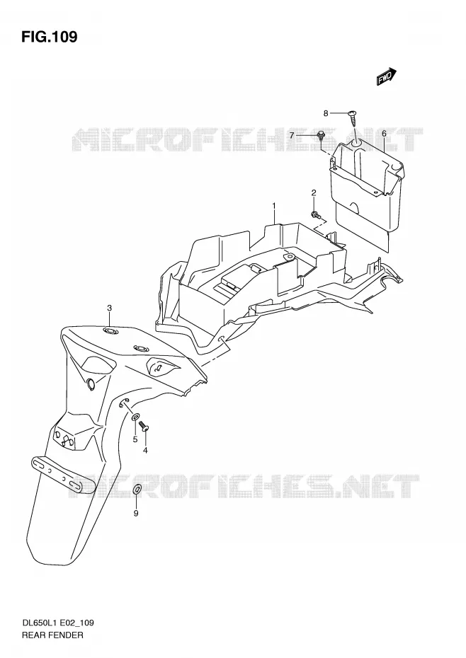 GARDE BOUE ARRIERE (DL650L1 E2) Suzuki MOTO 650 V-STROM 2011  DL650AL1(E2)