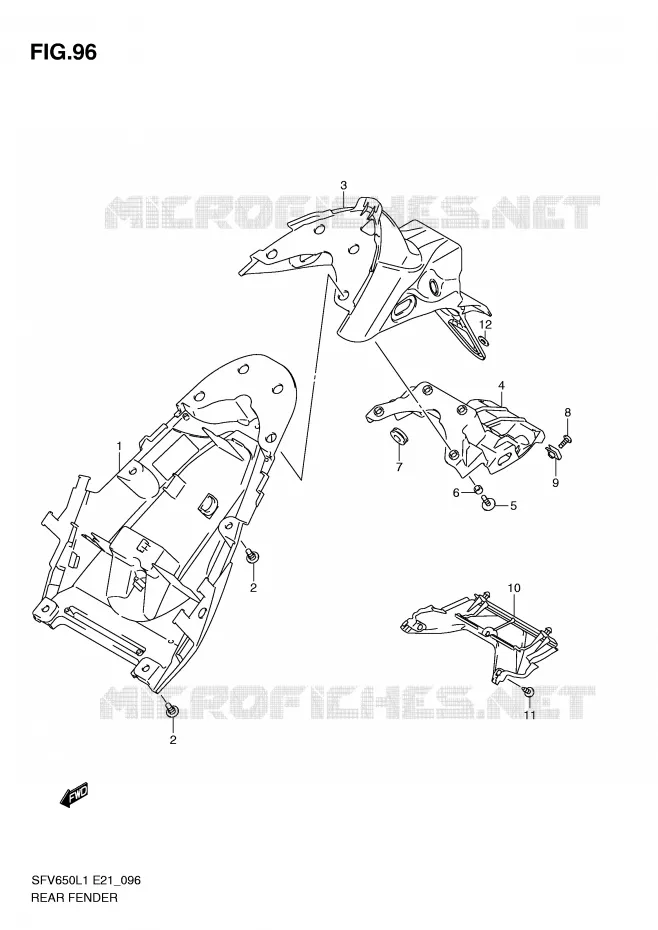 GARDE BOUE ARRIERE (SFV650L1 E21) Suzuki MOTO 650 GLADIUS 2011  SFV650AL1(E21)