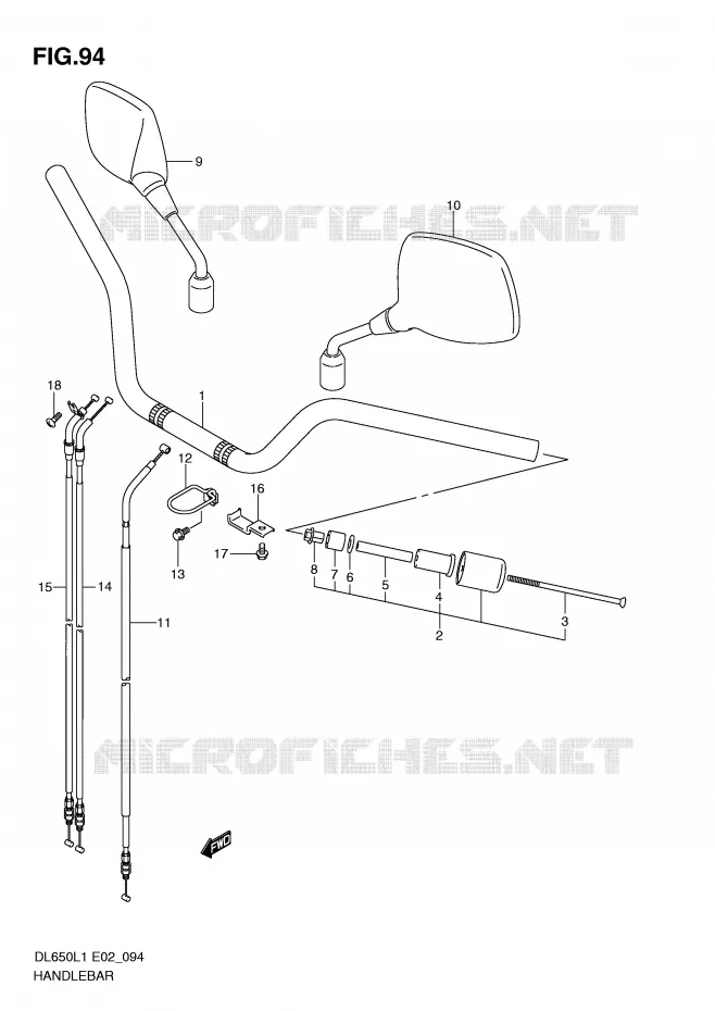 GUIDON (DL650L1 E19) Suzuki MOTO 650 V-STROM 2011  DL650AUEL1(E2)