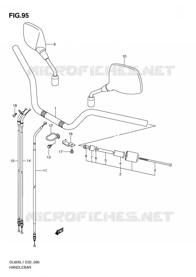 GUIDON (DL650L1 E24) Suzuki MOTO 650 V-STROM 2011  DL650UEL1(E2)