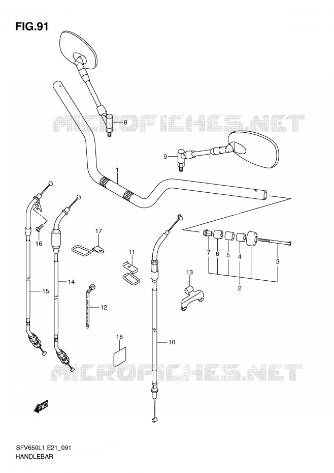 GUIDON (SFV650AL1 E21) Suzuki MOTO 650 GLADIUS 2011  SFV650UAL1(E21)