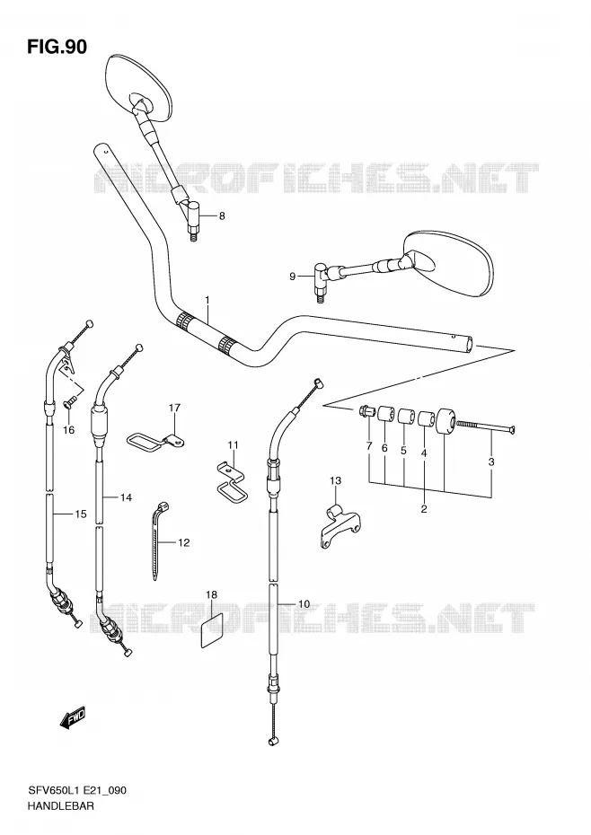 GUIDON (SFV650L1 E24) Suzuki MOTO 650 GLADIUS 2011  SFV650L1(E21)