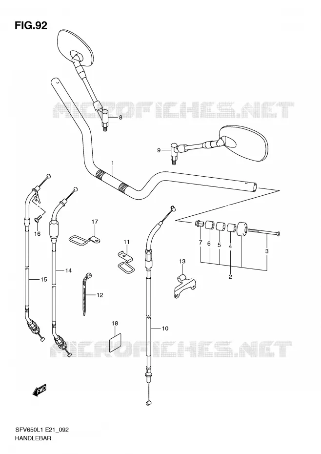 GUIDON (SFV650UL1 E21) Suzuki MOTO 650 GLADIUS 2011  SFV650L1(E21)