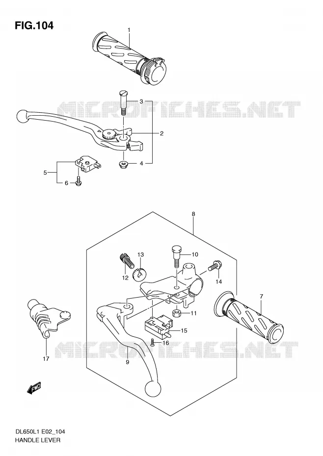 LEVIERS - POIGNEES (DL650AL1 E2) Suzuki MOTO 650 V-STROM 2011  DL650UEL1(E2)
