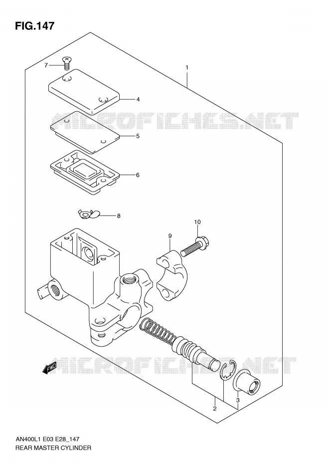 MAITRE CYLINDRE ARRIERE Suzuki SCOOTER 400 BURGMAN 2011  AN400L1(E3/E28)