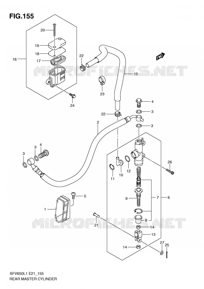 MAITRE CYLINDRE DE FREIN ARRIERE (SFV650UL1 E24) Suzuki MOTO 650 GLADIUS 2011  SFV650AL1(E21)