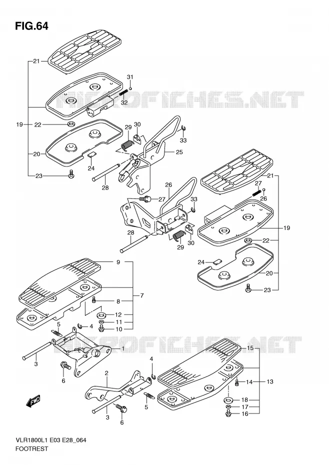 REPOSE PIEDS (VLR1800TL1 E3) Suzuki MOTO 1800 INTRUDER 2011  VLR1800TL1(E3/E28)