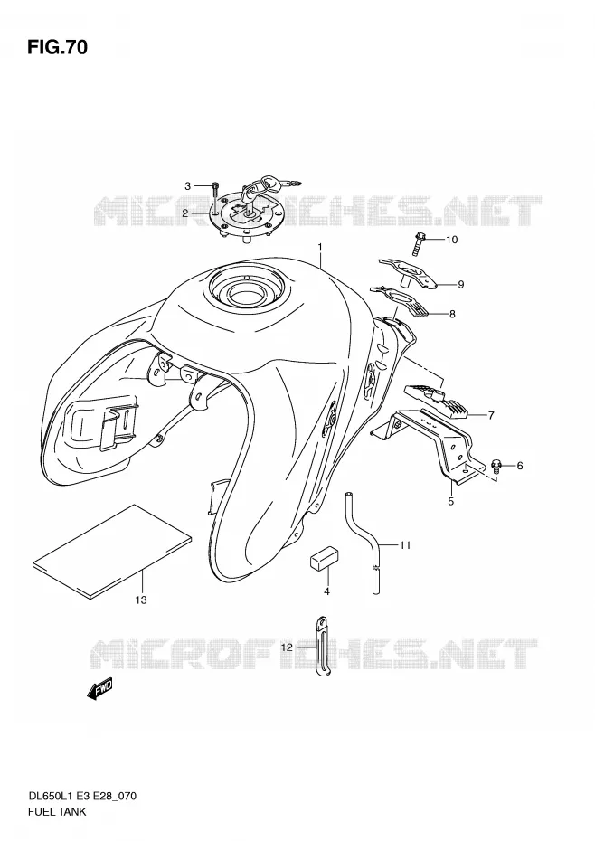 RESERVOIR D'ESSENCE (DL650L1 E28) Suzuki MOTO 650 V-STROM 2011  DL650L1(E3)