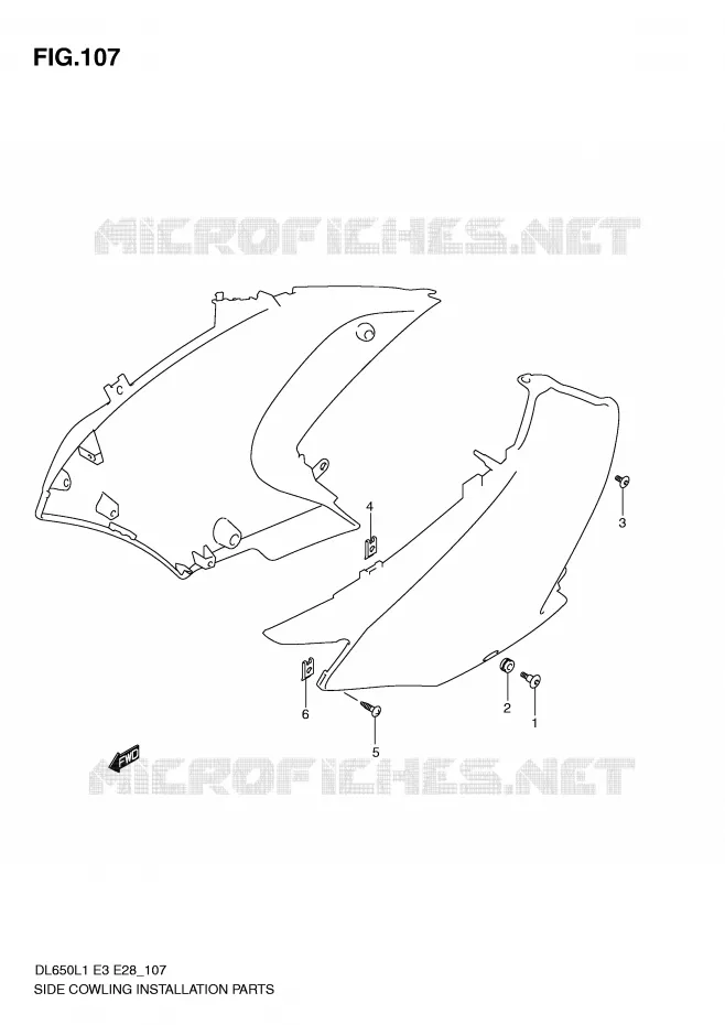SUPPORTS / FIXATIONS CARENAGES Suzuki MOTO 650 V-STROM 2011  DL650AL1(E3)