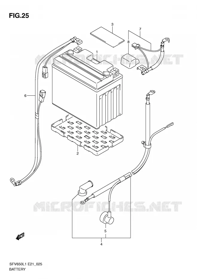 BATTERIE (SFV650L1 E21) Suzuki MOTO 650 GLADIUS 2011  SFV650AL1(E21)