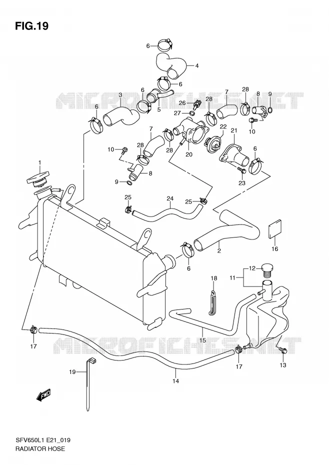 DURITE DE RADIATEUR Suzuki MOTO 650 GLADIUS 2011  SFV650L1(E21)