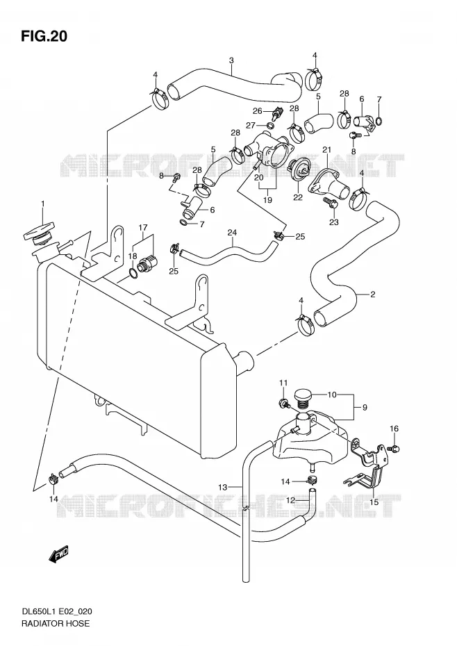 DURITE DE RADIATEUR Suzuki MOTO 650 V-STROM 2011  DL650AL1(E2)