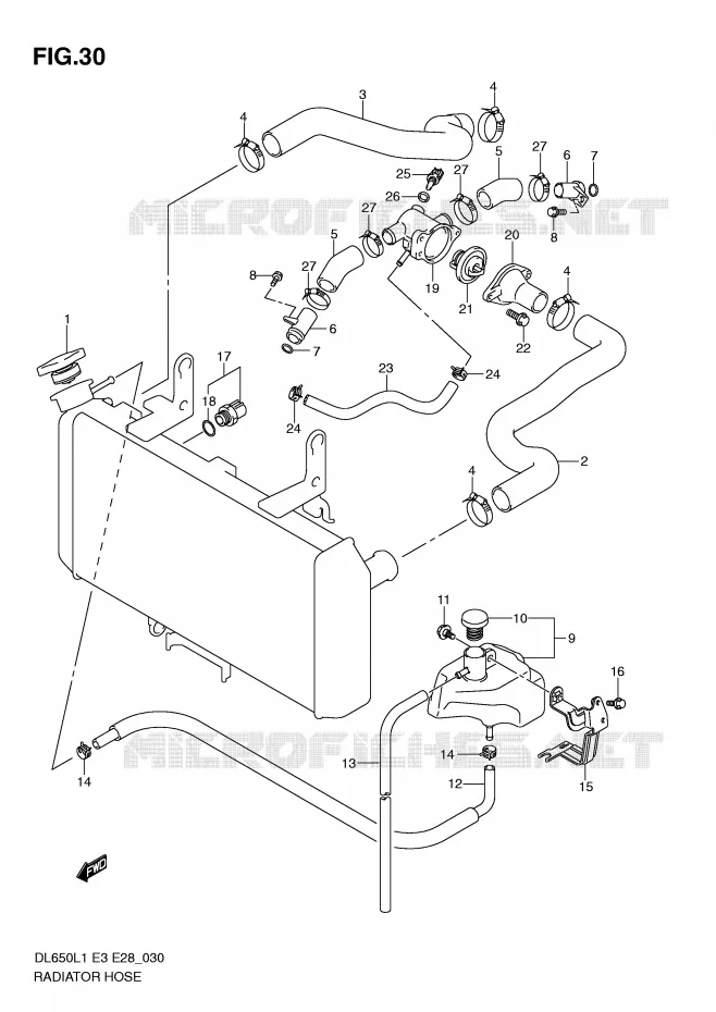 DURITE DE RADIATEUR Suzuki MOTO 650 V-STROM 2011  DL650AL1(E3)