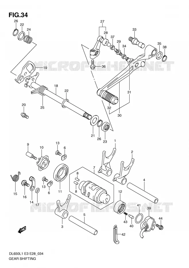 ENSEMBLE DE SELECTION DE VITESSES Suzuki MOTO 650 V-STROM 2011  DL650L1(E3)