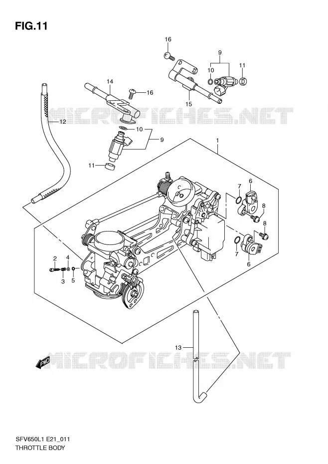 ENSEMBLE INJECTION Suzuki MOTO 650 GLADIUS 2011  SFV650AL1(E21)