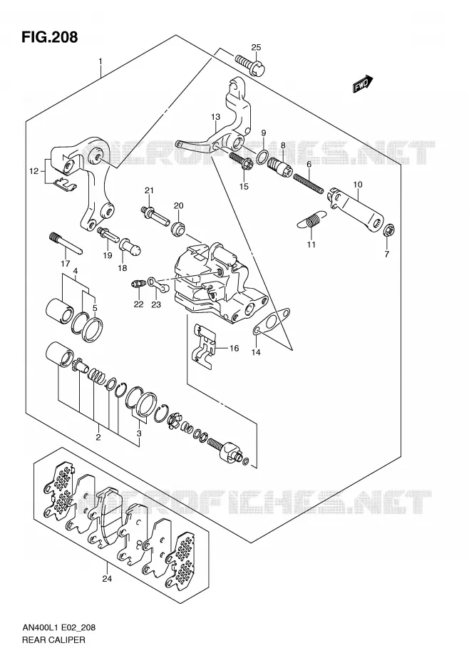 ETRIER DE FREIN ARRIERE (AN400L1 E19) Suzuki SCOOTER 400 BURGMAN 2011  AN400AL1(E2)