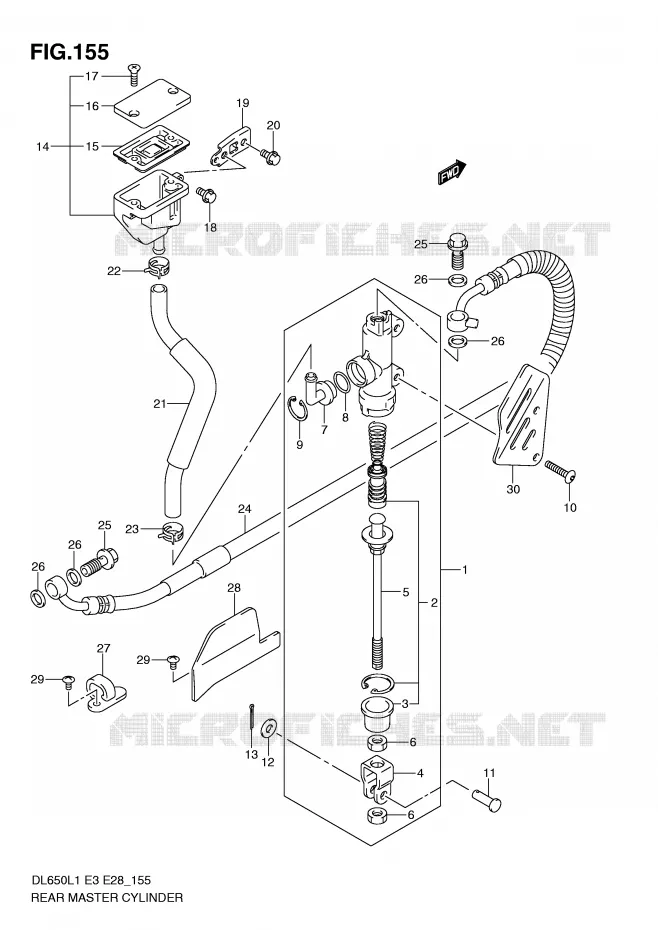 MAITRE CYLINDRE DE FREIN ARRIERE (DL650L1 E28) Suzuki MOTO 650 V-STROM 2011  DL650L1(E3)