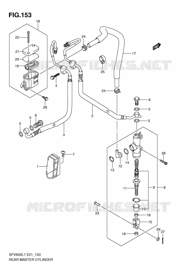MAITRE CYLINDRE DE FREIN ARRIERE (SFV650AL1 E21) Suzuki MOTO 650 GLADIUS 2011  SFV650AL1(E21)