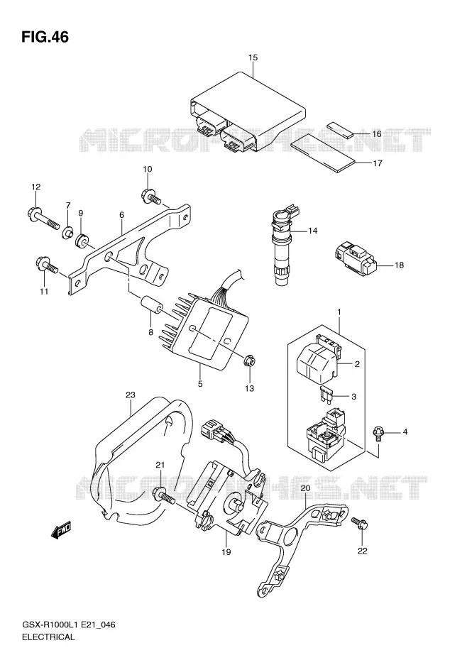 PARTIE ELECTRIQUE (GSX-R1000L1 E21) Suzuki MOTO 1000 GSX-R 2012  GSX-R1000UFL1(E21)