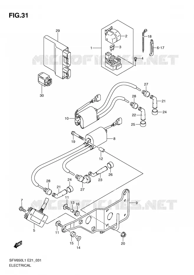 PARTIE ELECTRIQUE (SFV650L1 E21) Suzuki MOTO 650 GLADIUS 2011  SFV650L1(E21)