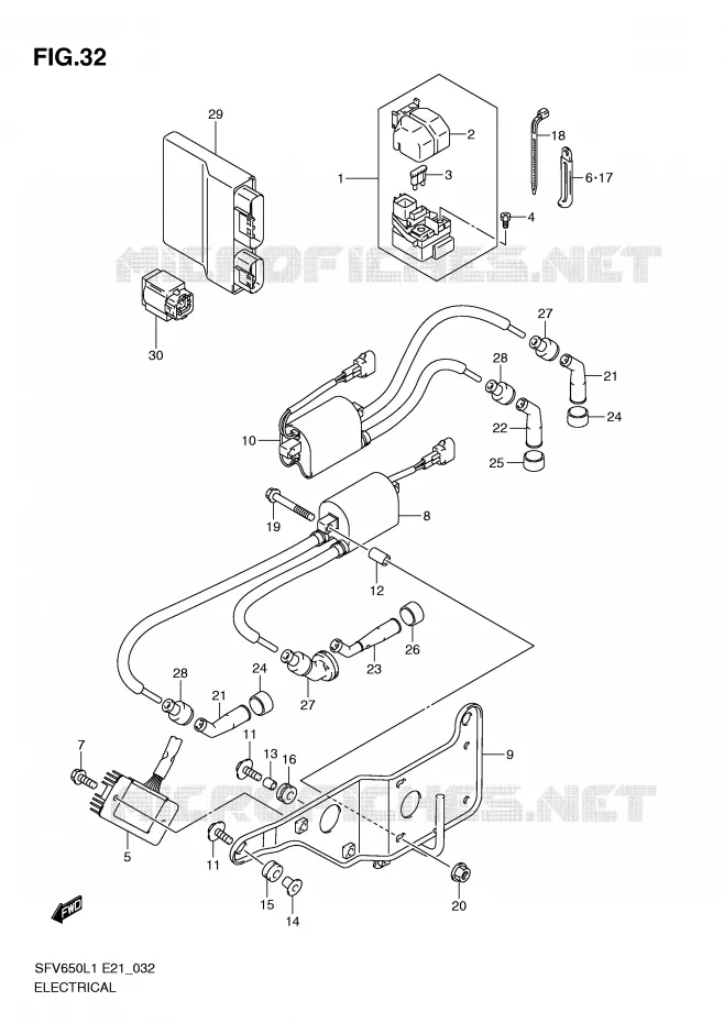 PARTIE ELECTRIQUE (SFV650L1 E24) Suzuki MOTO 650 GLADIUS 2011  SFV650L1(E21)