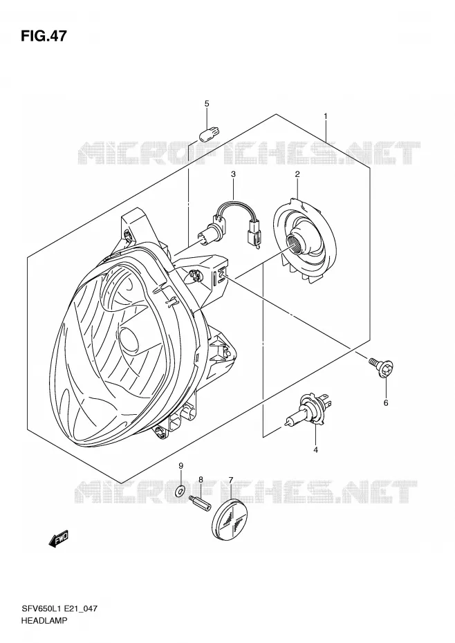 PHARE (SFV650UL1 E24) Suzuki MOTO 650 GLADIUS 2011  SFV650AL1(E21)
