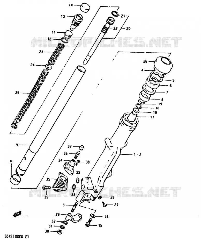AMORTISSEUR AVANT (GSX1100ESD) Suzuki MOTO 1100 GSX-E 1983  GSX1100ED(Z/D)