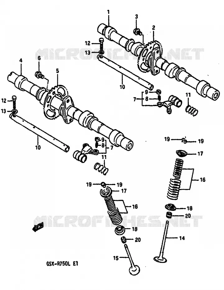 ARBRE A CAMES - SOUPAPES (MODELE J/K) Suzuki MOTO 750 GSX-R 1990  GSX-R750L(J/K/L)